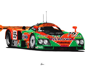 マツダ 787B プリント レーシングアイコン：ル・マン プロトタイプ