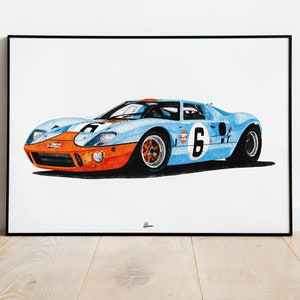 Ford GT40 Gulf Livery Print Racing Icons: Le Mans Prototypes Wall Art