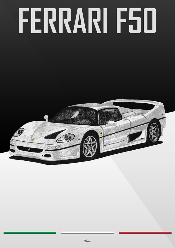 Ferrari F50 Poster White 1990s Classic Supercars Wall Art - Etsy