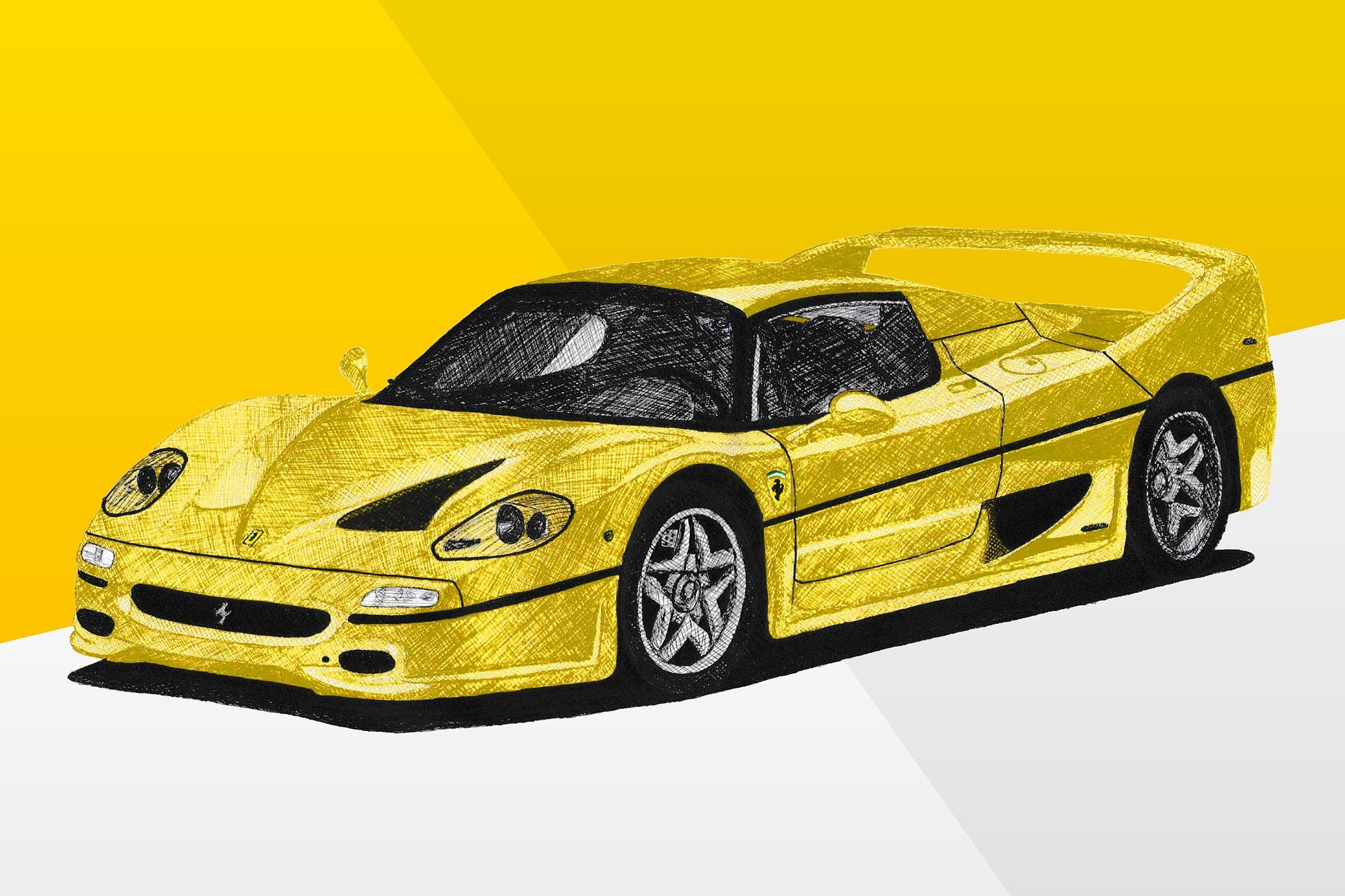 額縁 Displate YellowFerrari Limited Poster 額縁 Displate