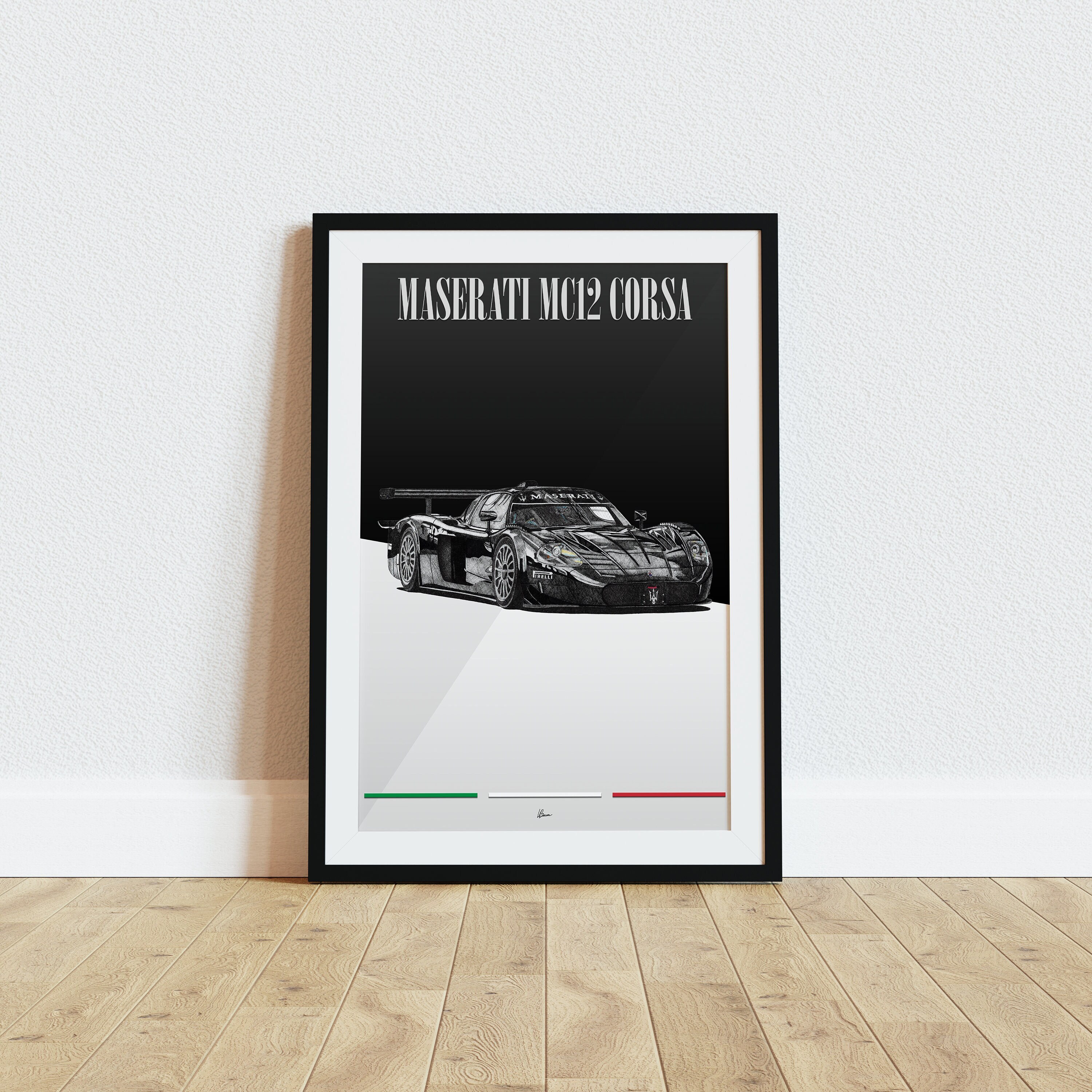 Maserati MC12 Corsa Poster Black 2000s Modern Supercars Wall Art