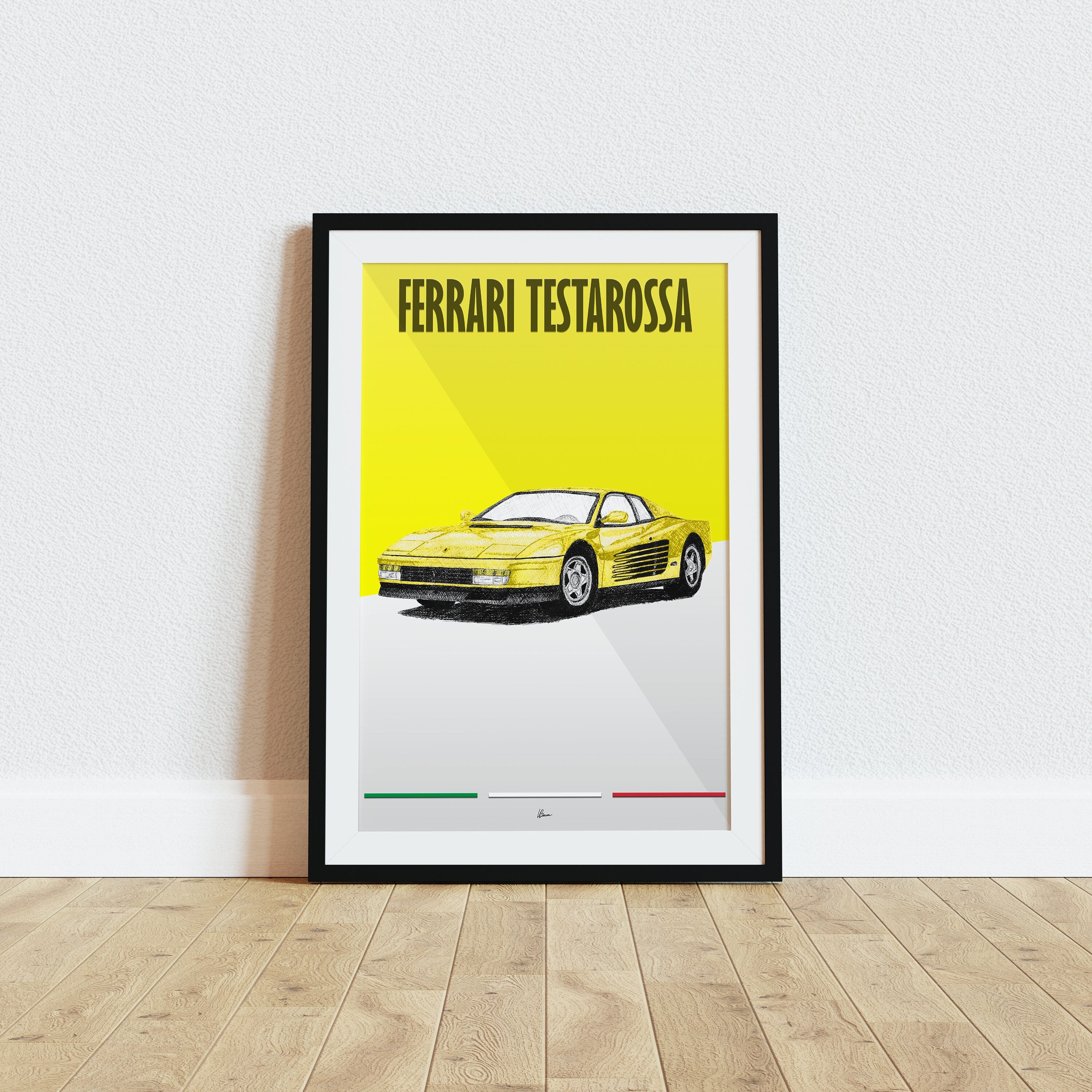 額縁 Displate YellowFerrari Limited Poster JDM Yellow Ferrari F40' Poster, picture, metal print, paint
