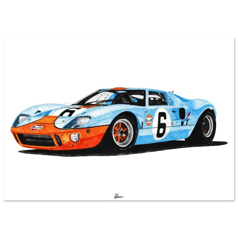 Buy Ford GT40 Gulf Livery Print Racing Icons: Le Mans Prototypes Wall ...