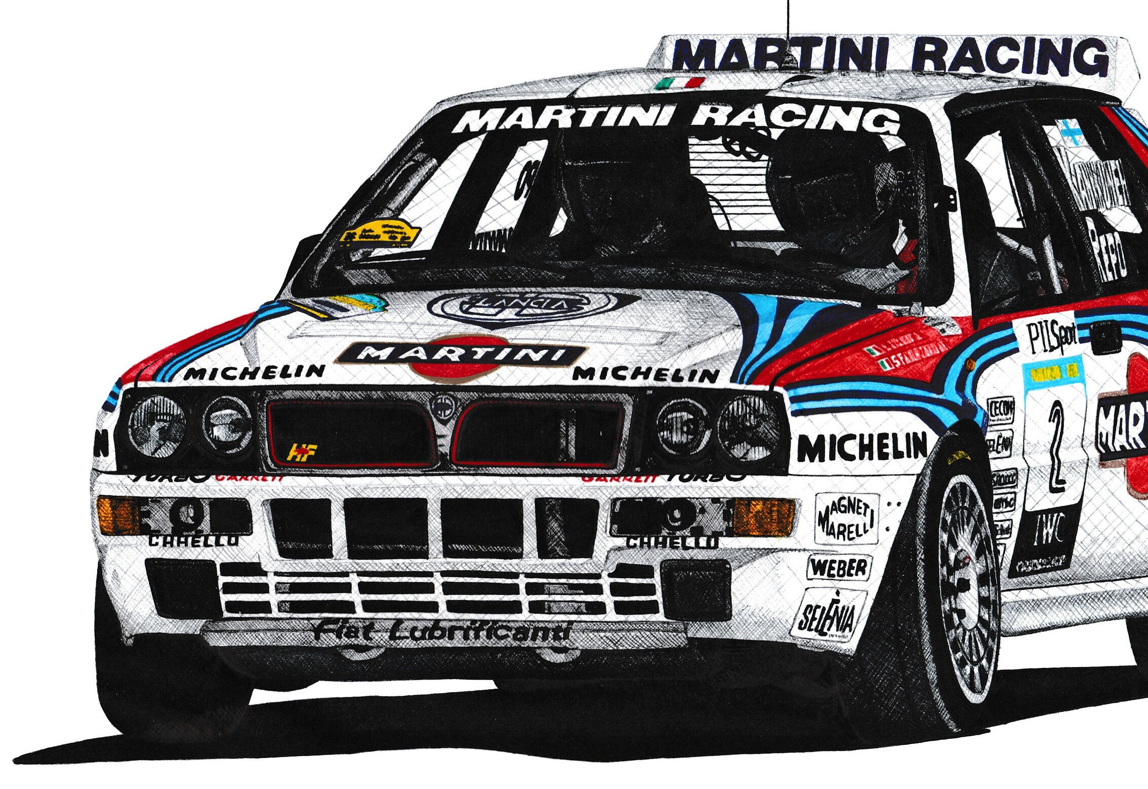 Poster Lancia Delta HF Integrale Rally - Format 50x68 Cm - Dédicacé - Italie