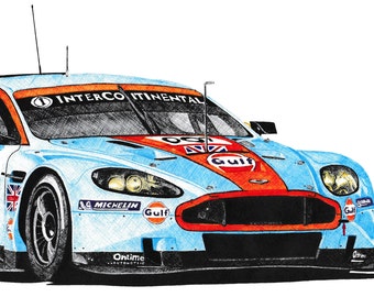 Aston Martin DBR9 GT1 Gulf Livery Print Racing Icons: GT Legends
