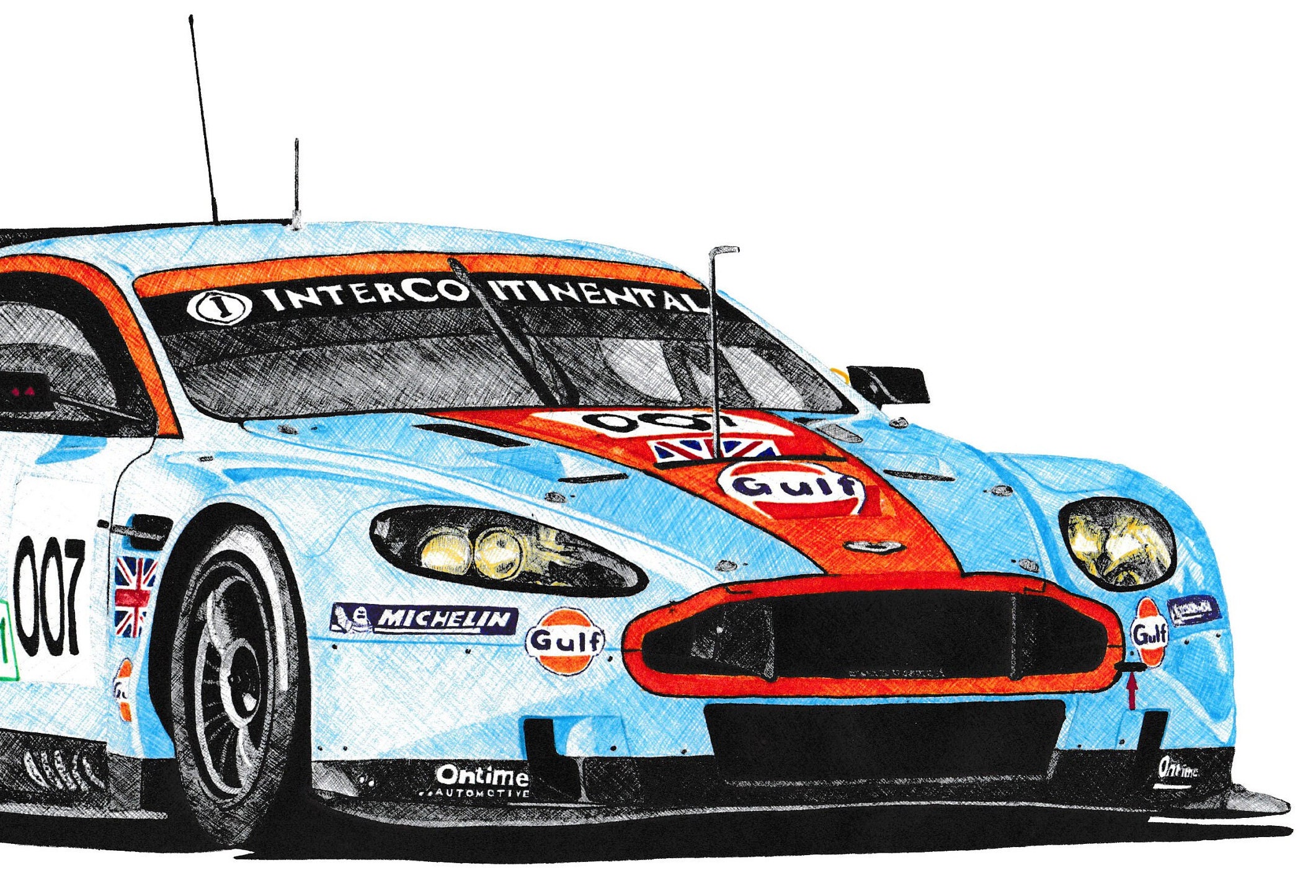 Aston Martin DBR9 GT1 Gulf Livery Print Racing Icons: GT Legends
