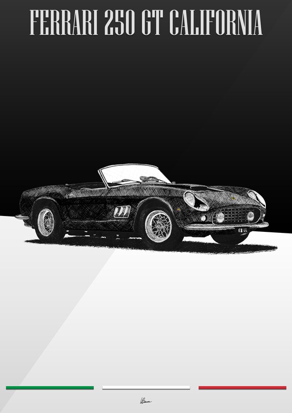 Ferrari 250 GT California Poster Black 1950s Classics Wall Art - Etsy