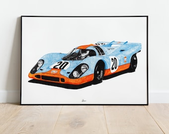 Porsche 917 Gulf Livery Print Racing Icons: Le Mans Prototypes Wall Art