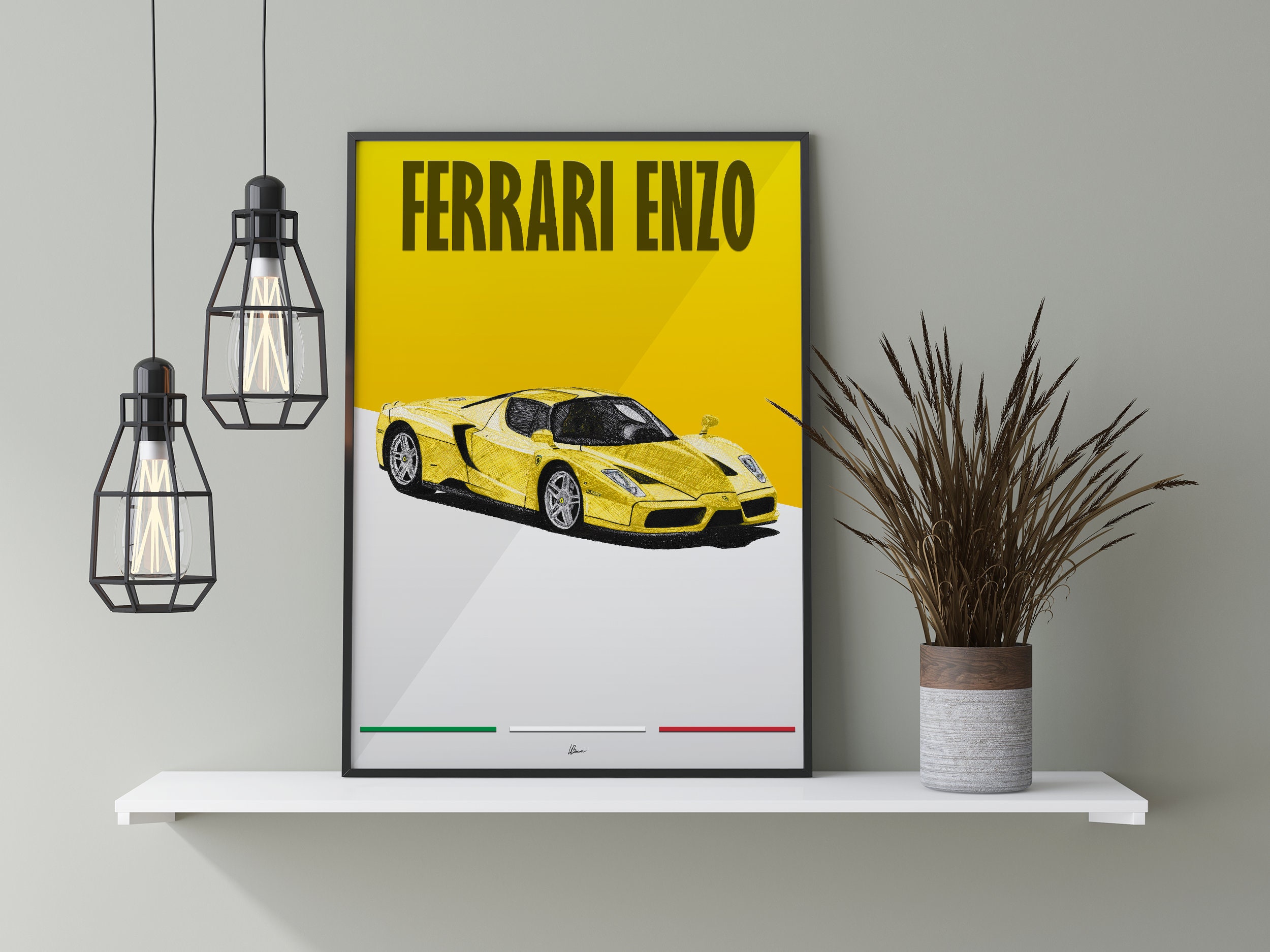 フェラーリ エンツォ ポスター イエロー 2000年代 モダン スーパーカー