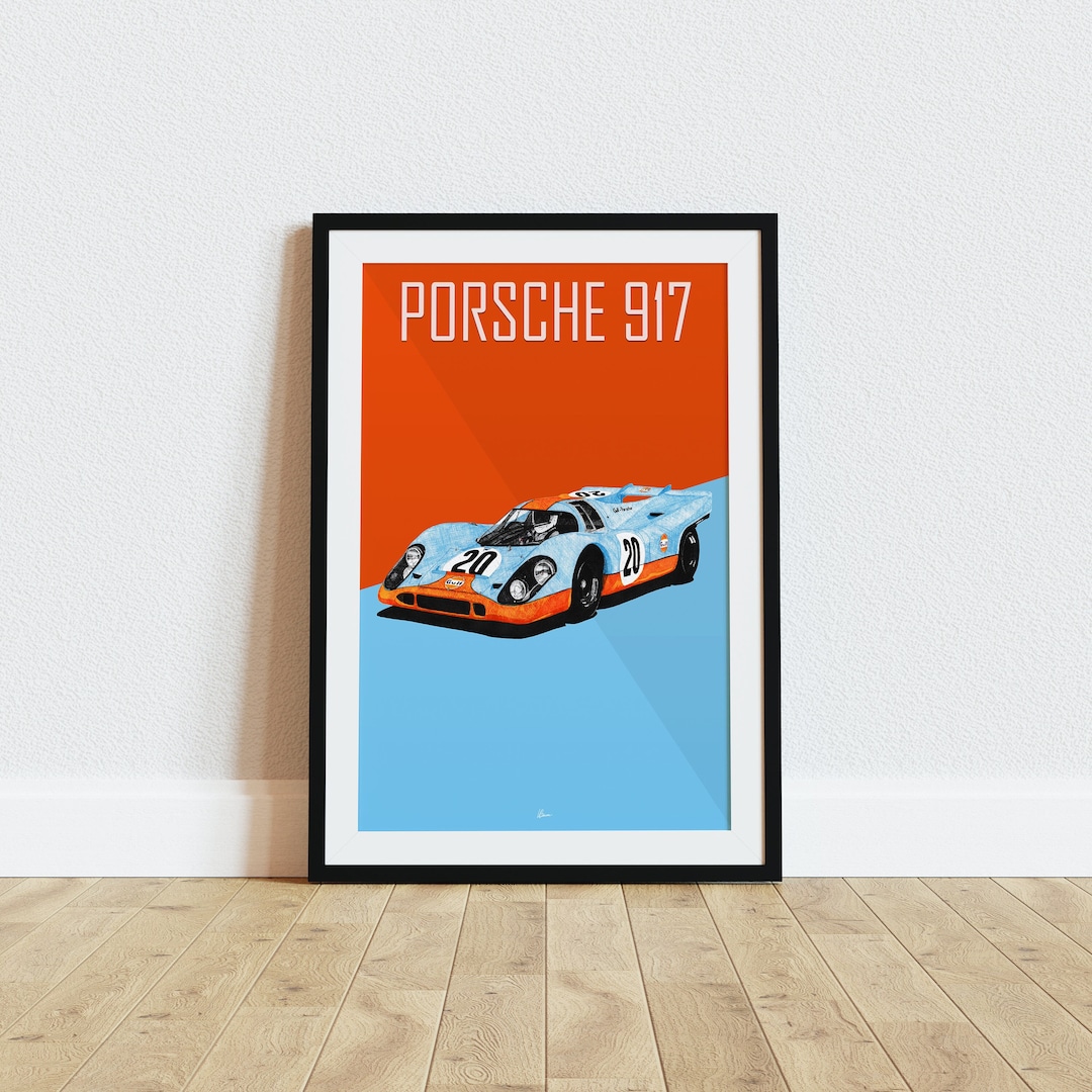 ポルシェ917ガルフのカラーリングポスター レーシングアイコン：ル