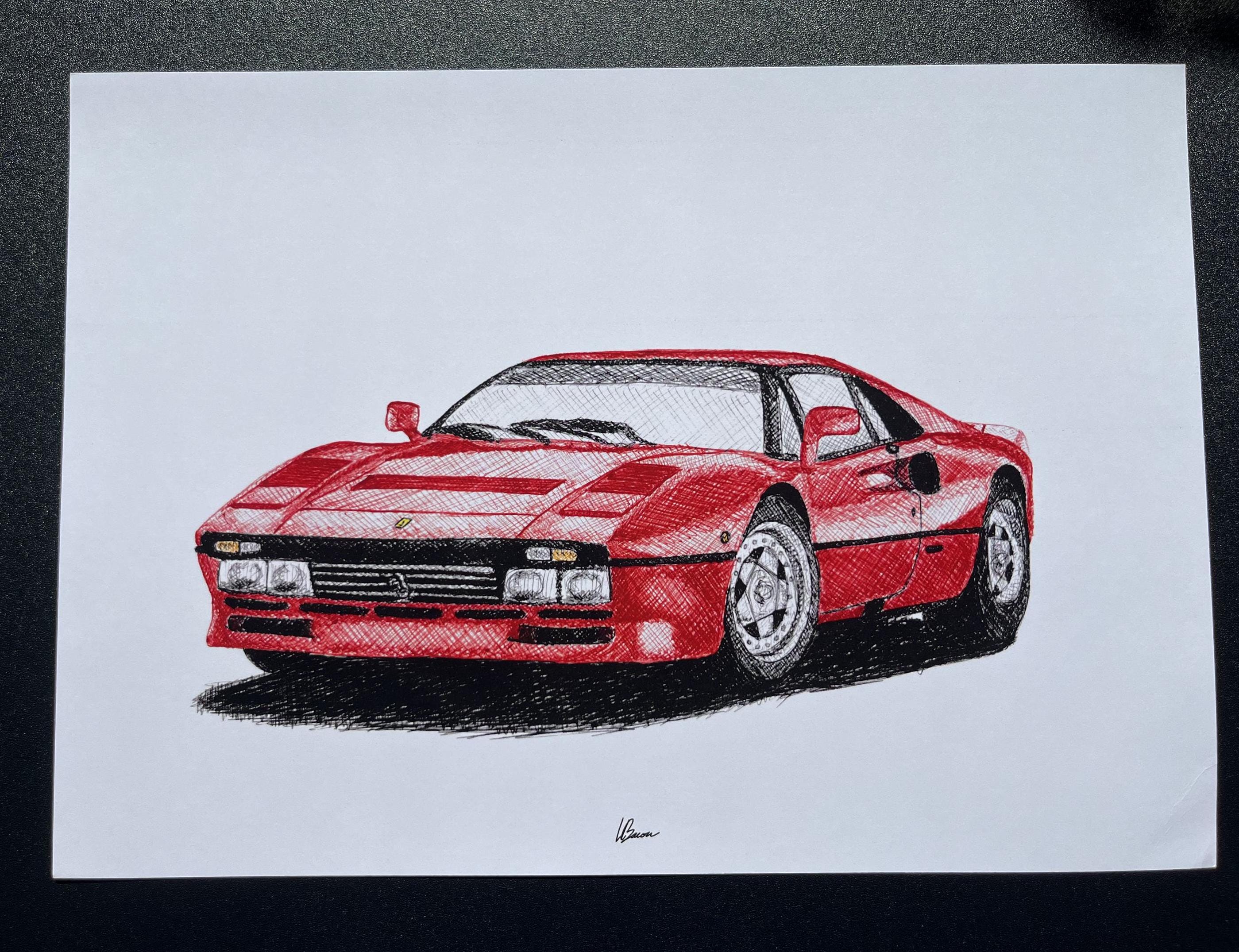 フェラーリ 288 GTO アート Ferrari 288 GTO Print 1980s Classic Supercars Wall Art - Etsy