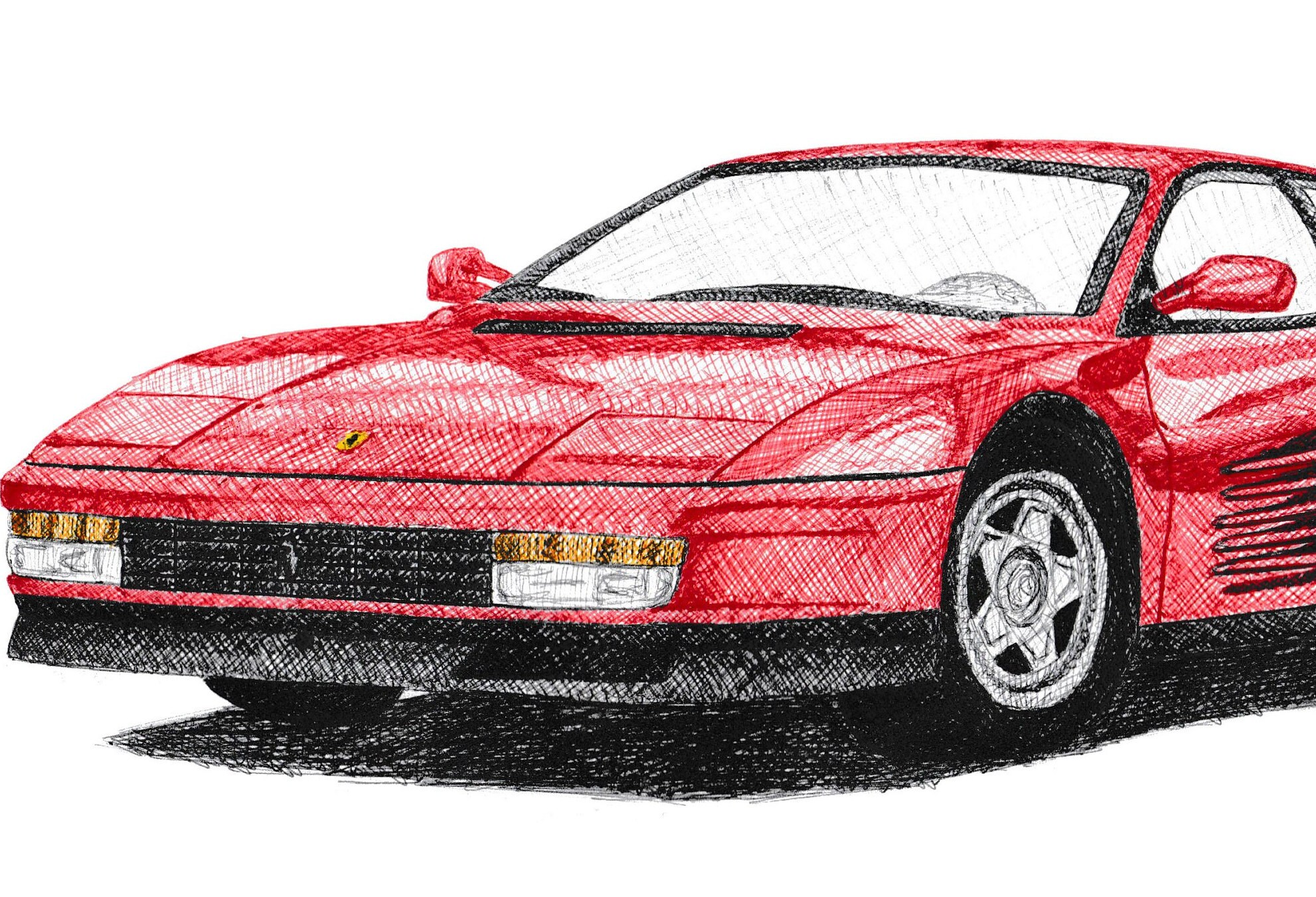 フェラーリ・テスタロッサ プリント 1980年代 クラシックスーパーカー