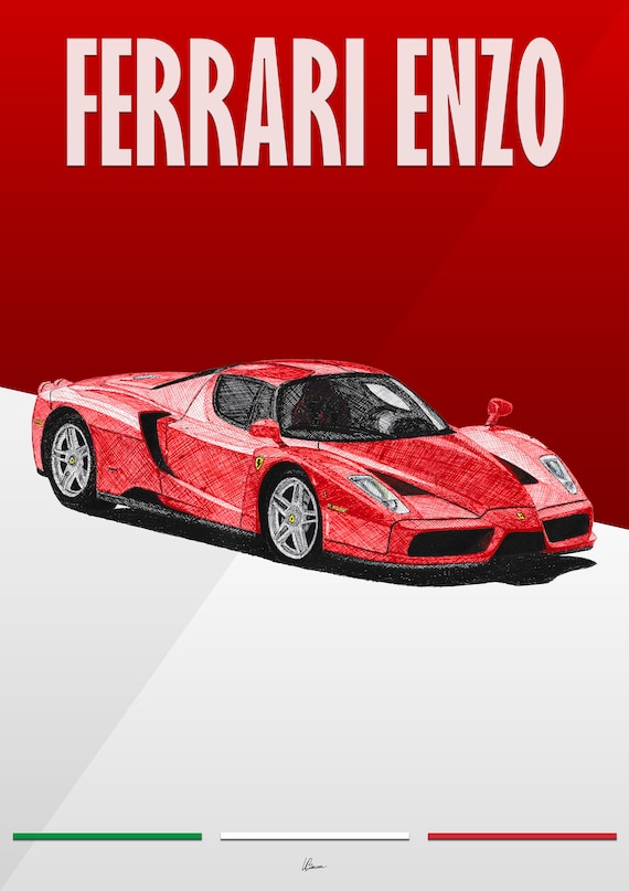 Ferrari Enzo Poster Red 2000s Modern Supercars Wall Art - Etsy