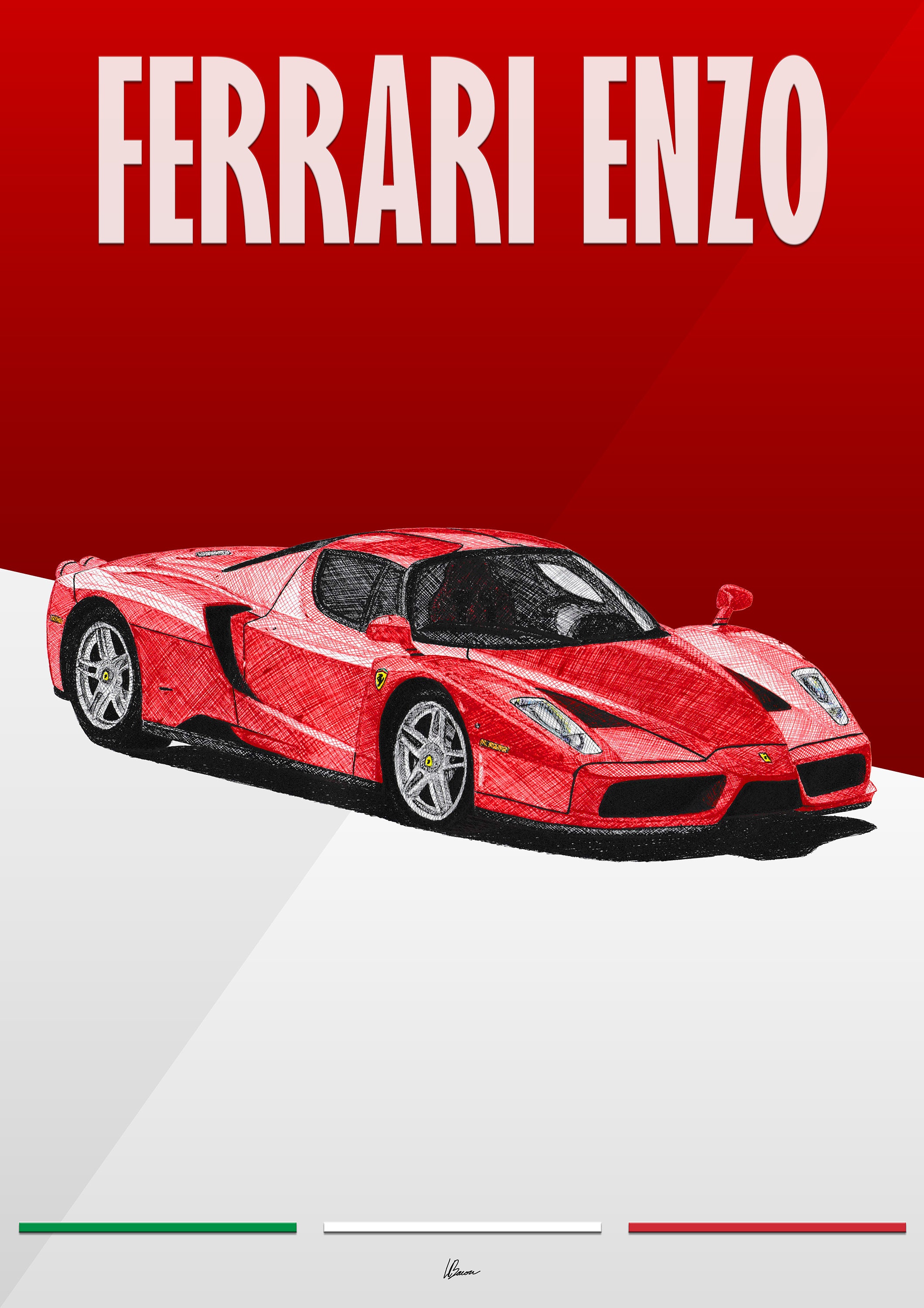Ferrari Enzo Poster Red 2000s Modern Supercars Wall Art - Etsy