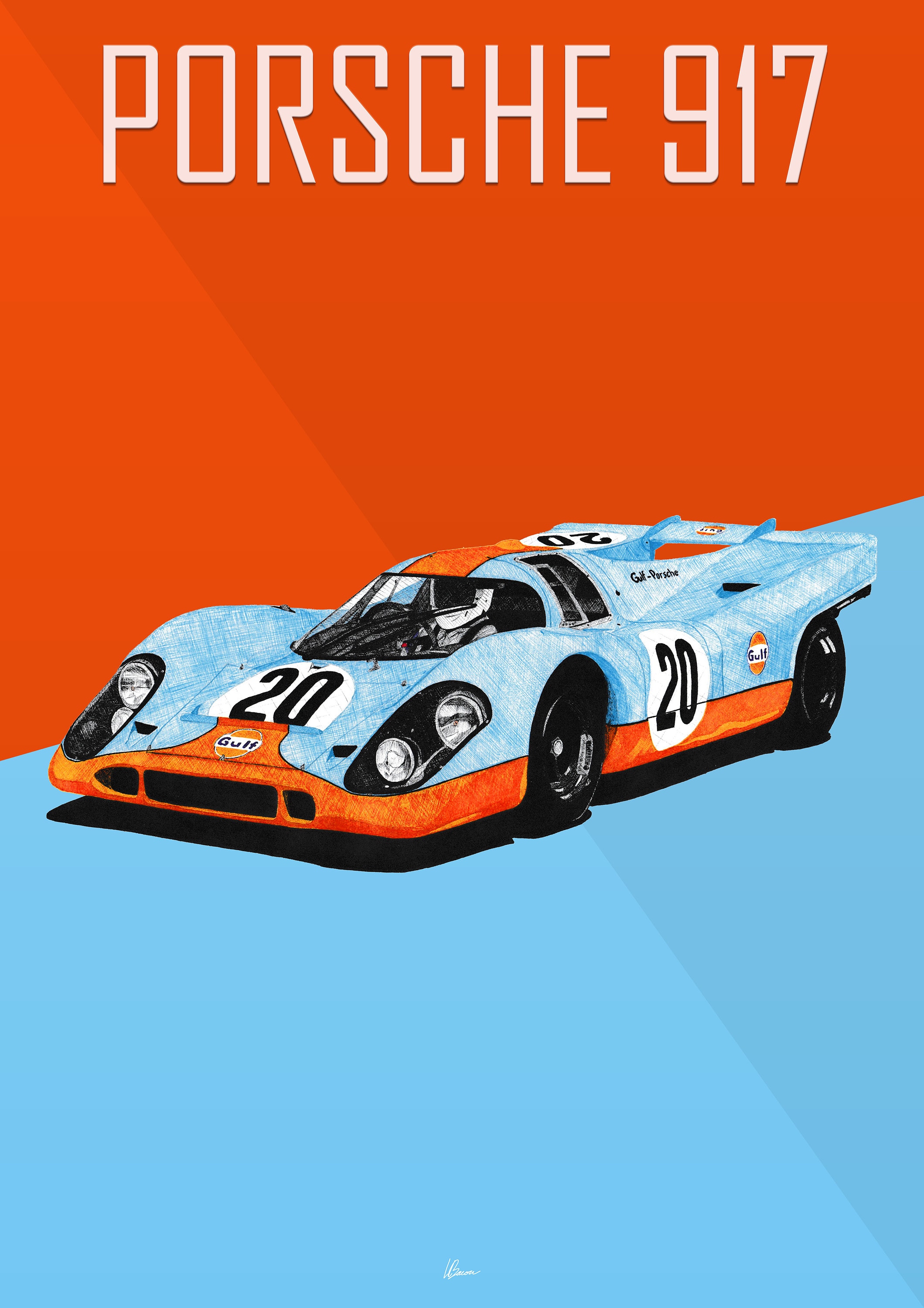 Porsche 917 Gulf Livery Poster Racing Icons: Le Mans