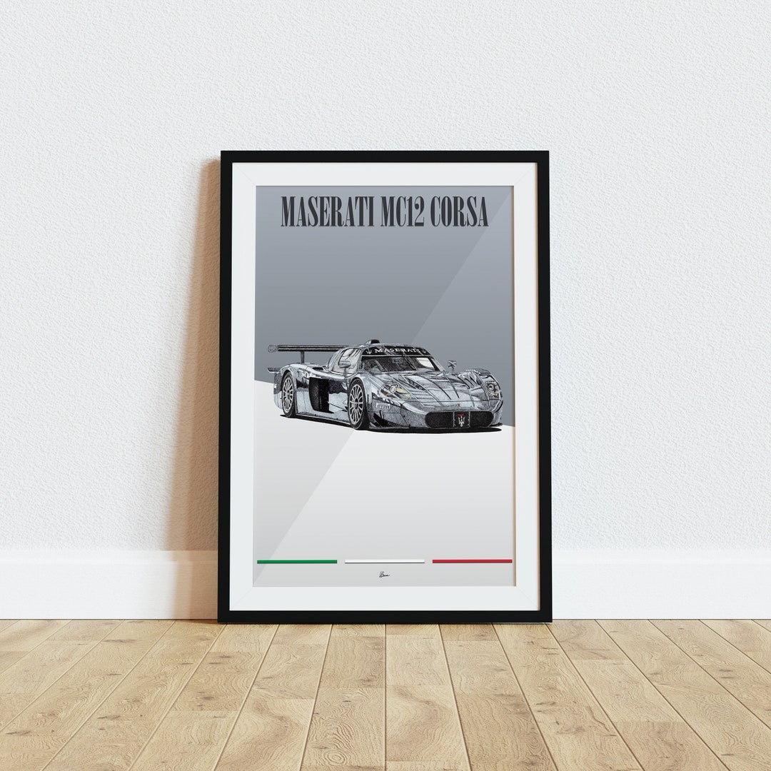 Maserati MC12 Corsa Poster Silver 2000s Modern Supercars Wall Art