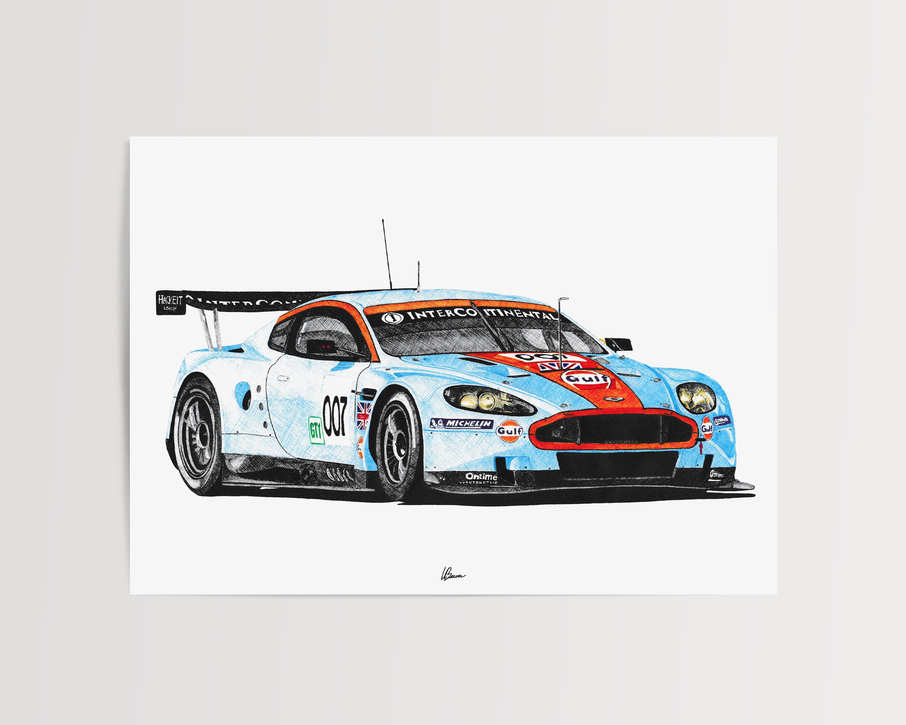 Aston Martin DBR9 GT1 Gulf Livery Print Racing Icons: GT Legends