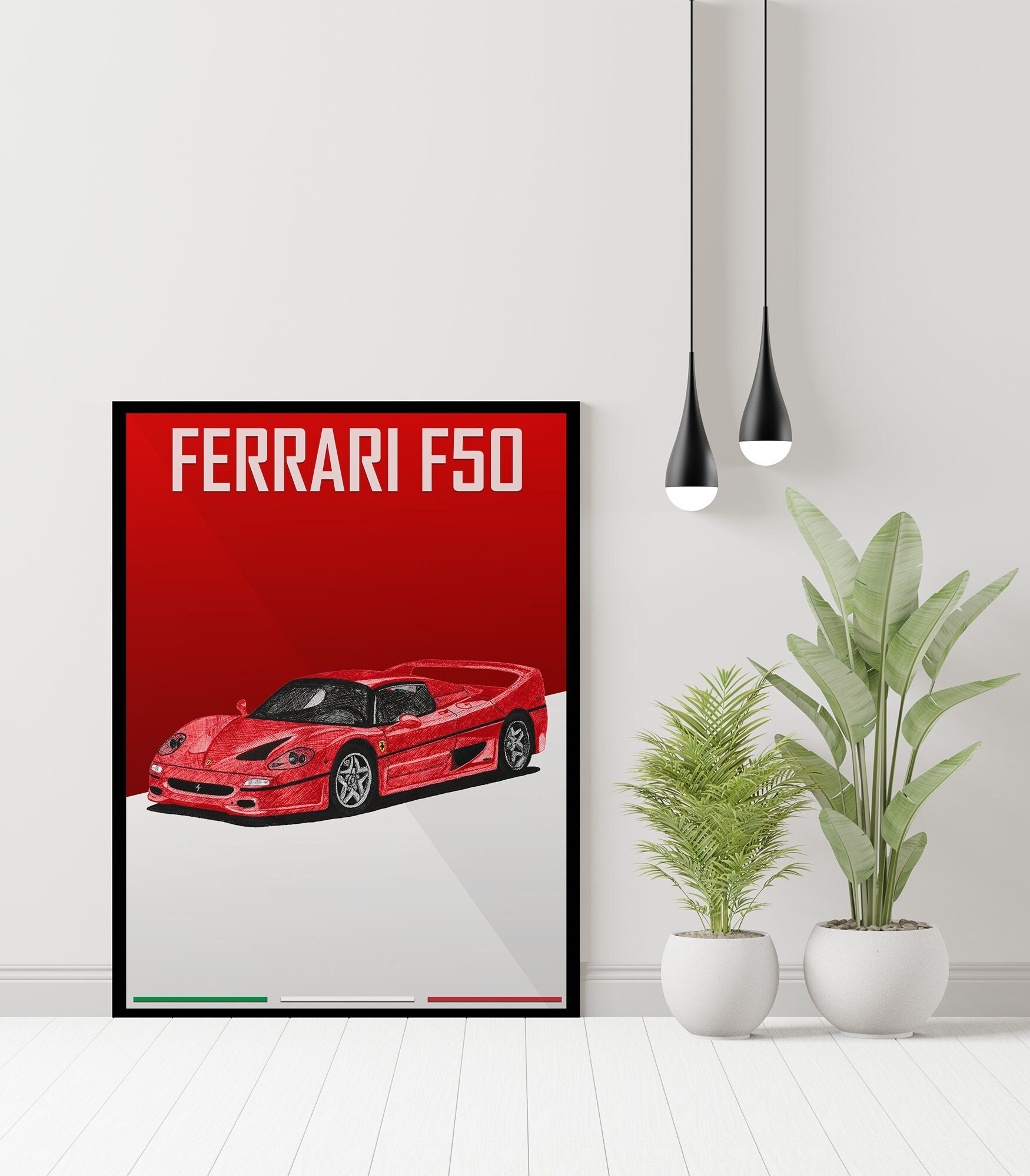 フェラーリ F50 ポスター レッド 1990年代 クラシック スーパーカー