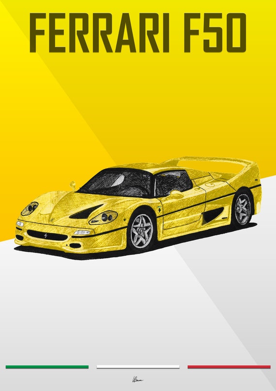 額縁 Displate YellowFerrari Limited Poster Yellow Ferrari F8 Tributo' Poster, picture, metal print