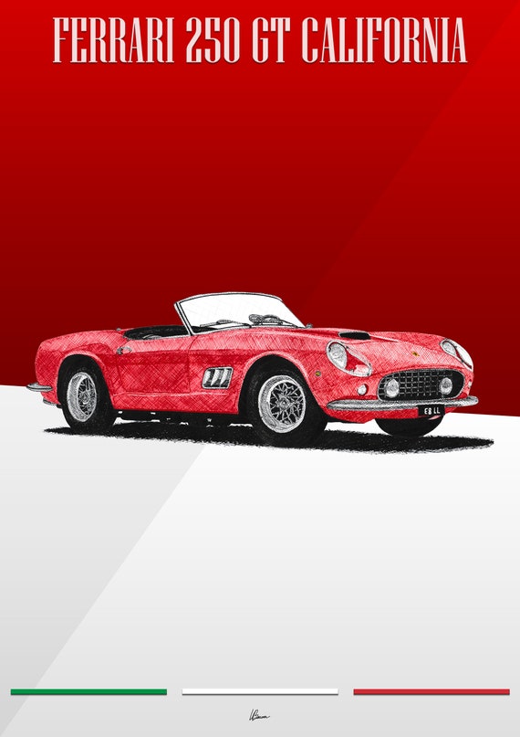 フェラーリ250GTポスター Ferrari 250 GT California Poster Red 1950s Classics Wall Art - Etsy