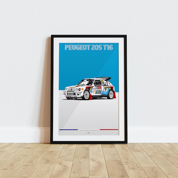 Peugeot 205 T16 Poster Blue Racing Icons: Rally Wall Art - Etsy