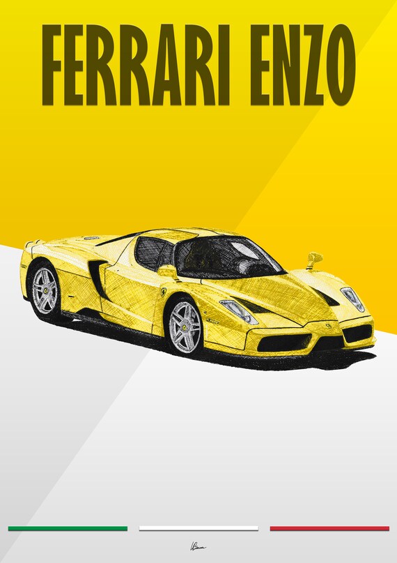 フェラーリ エンツォ ポスター イエロー 2000年代 モダン スーパーカー