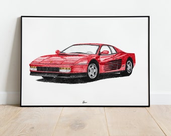 フェラーリ・テスタロッサ プリント 1980年代 クラシックスーパーカー