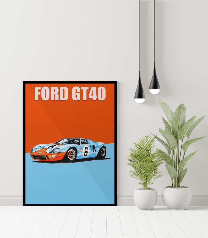 Ford GT40 Gulf Livery Poster Racing Icons: Le Mans Prototypes Wall Art ...