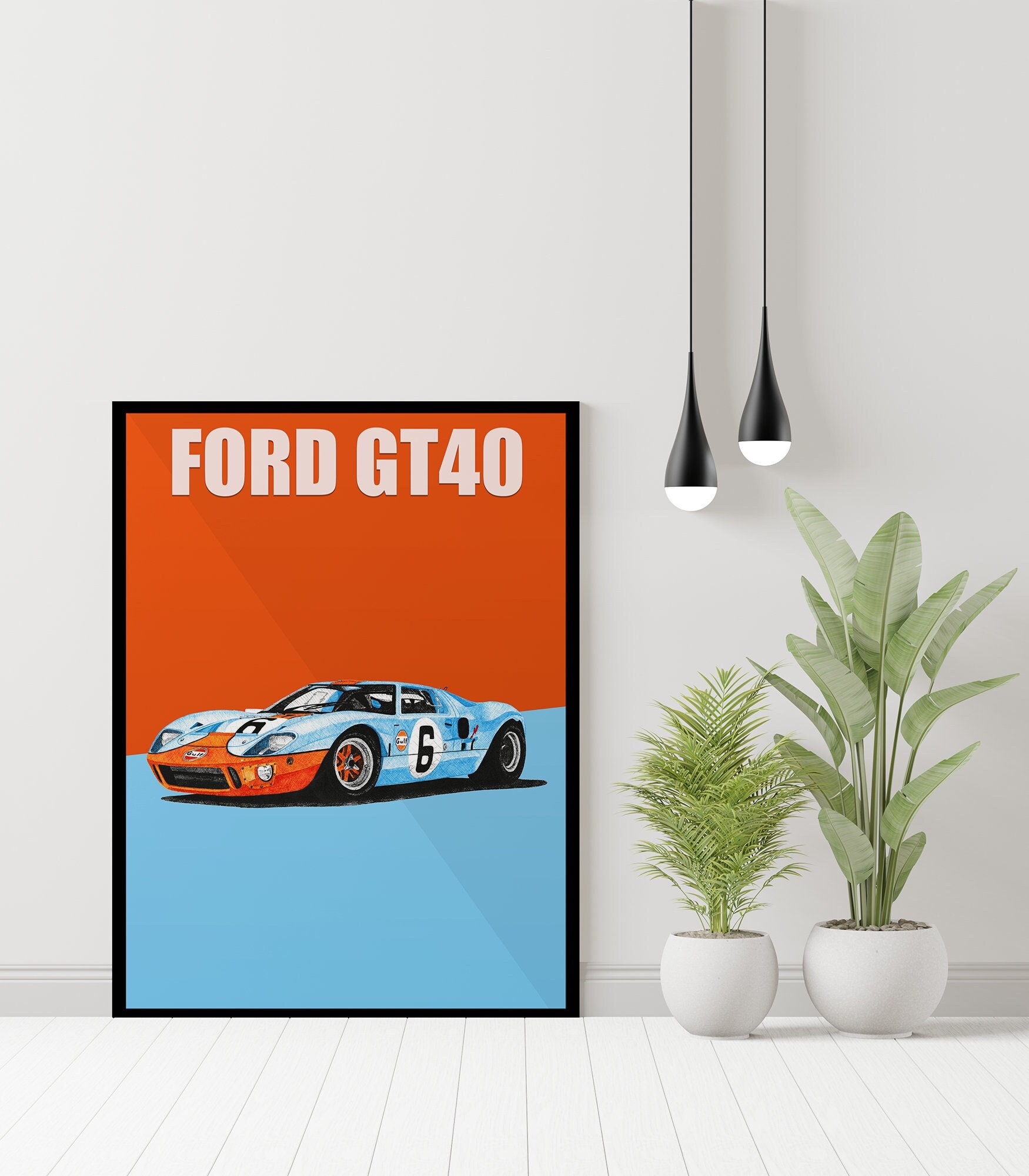 Ford GT40 Gulf Livery Poster Racing Icons: Le Mans Prototypes Wall Art ...
