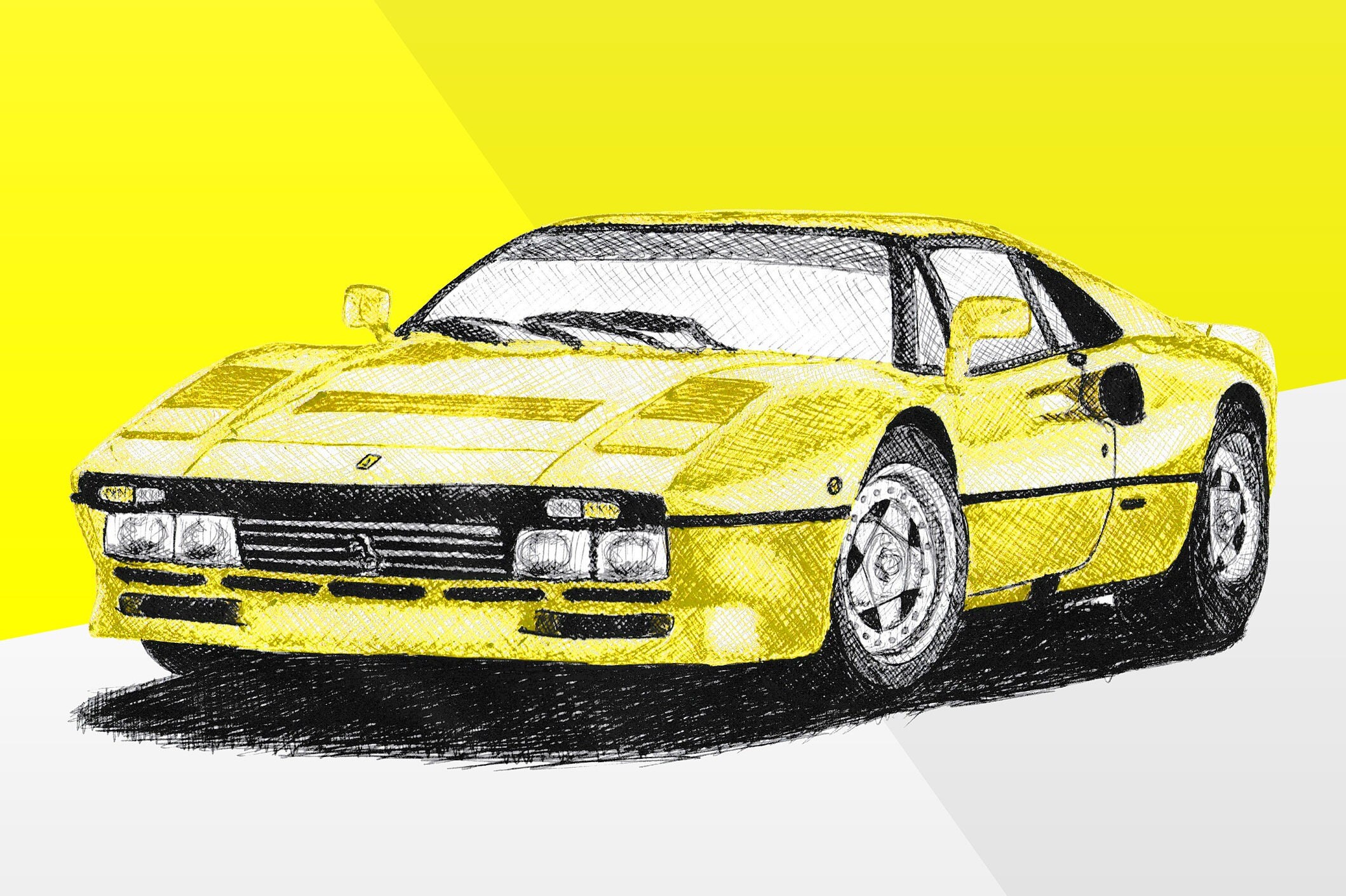 Ferrari 288 GTO Poster Yellow 1980s Classic Supercars Wall Art - Etsy
