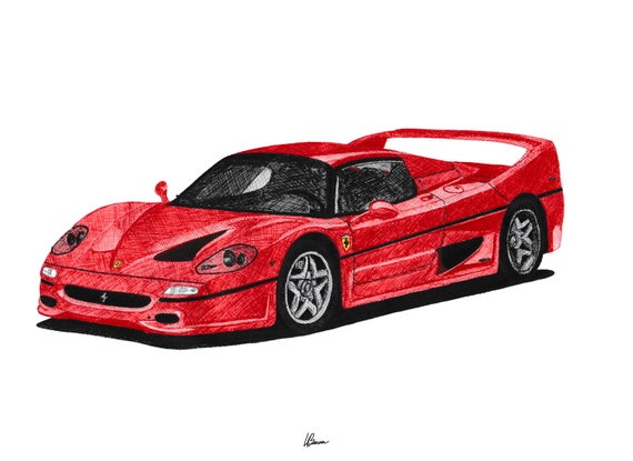 Ferrari F50 Print 1990s Classic Supercars Wall Art - Etsy Israel