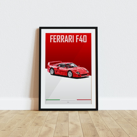 フェラーリ F40 ポスター レッド 1980年代 クラシック スーパーカー