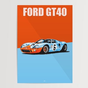Ford GT40 Gulf Livery Poster Racing Icons: Le Mans Prototypes Wall Art ...