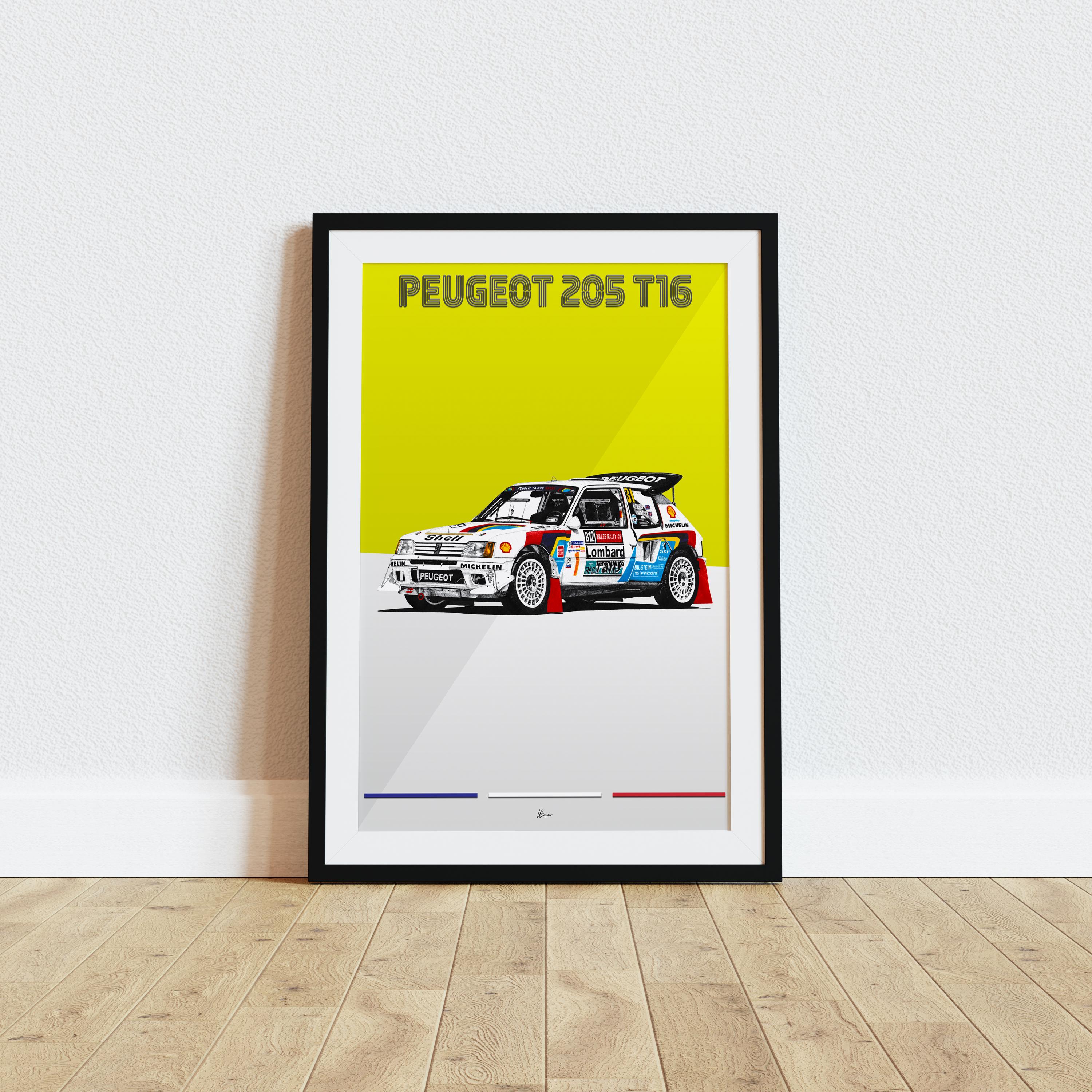Peugeot 205 T16 Poster Yellow Racing Icons: Rally Wall Art - Etsy