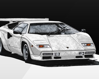 ランボルギーニ カウンタック ポスター ホワイト 1970年代 クラシック