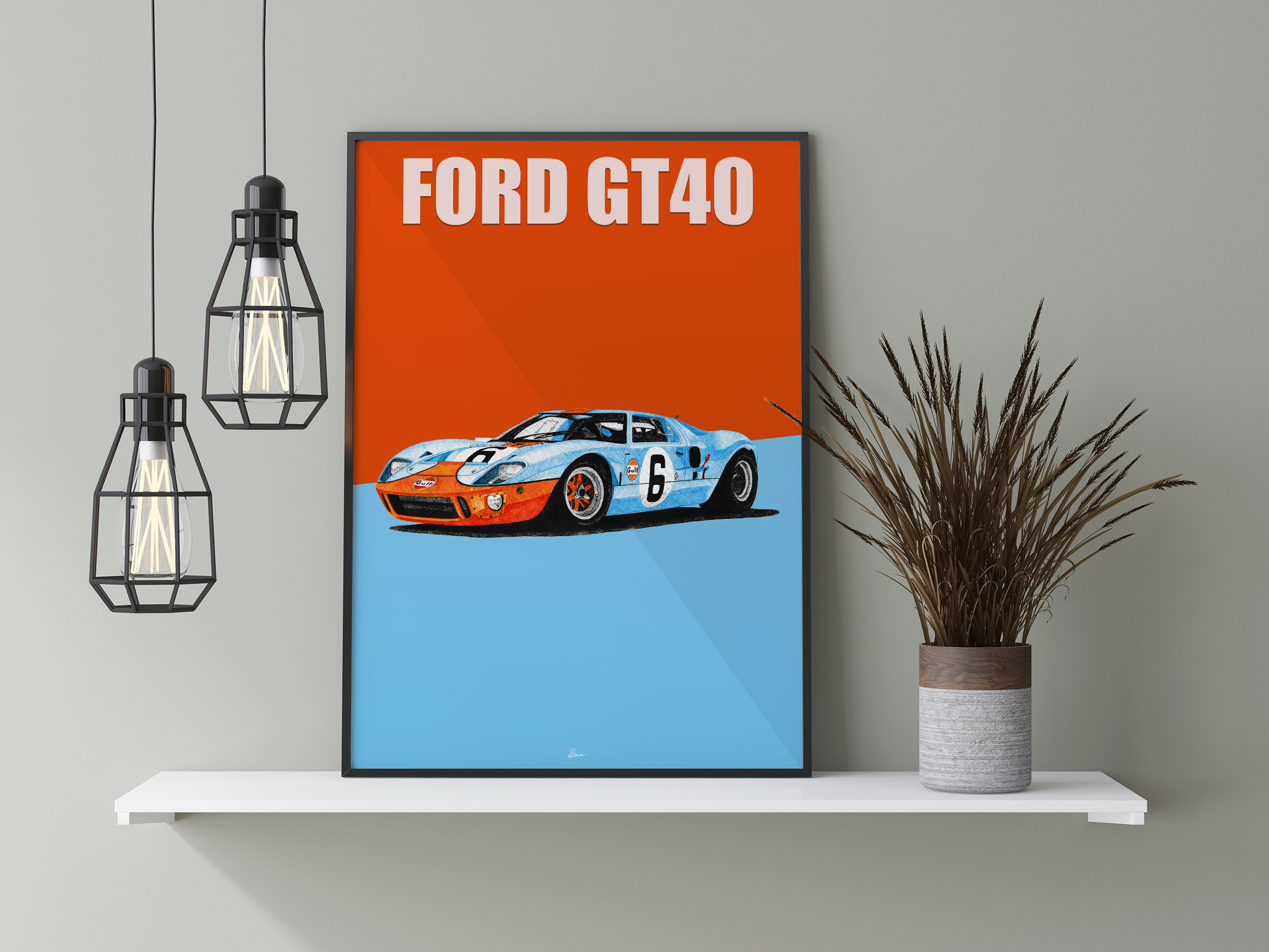 Ford GT40 Gulf Livery Poster Racing Icons: Le Mans Prototypes Wall Art ...
