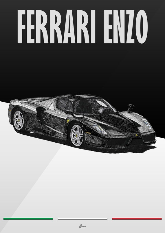 フェラーリ エンツォ ポスター ブラック 2000年代 モダン スーパーカー