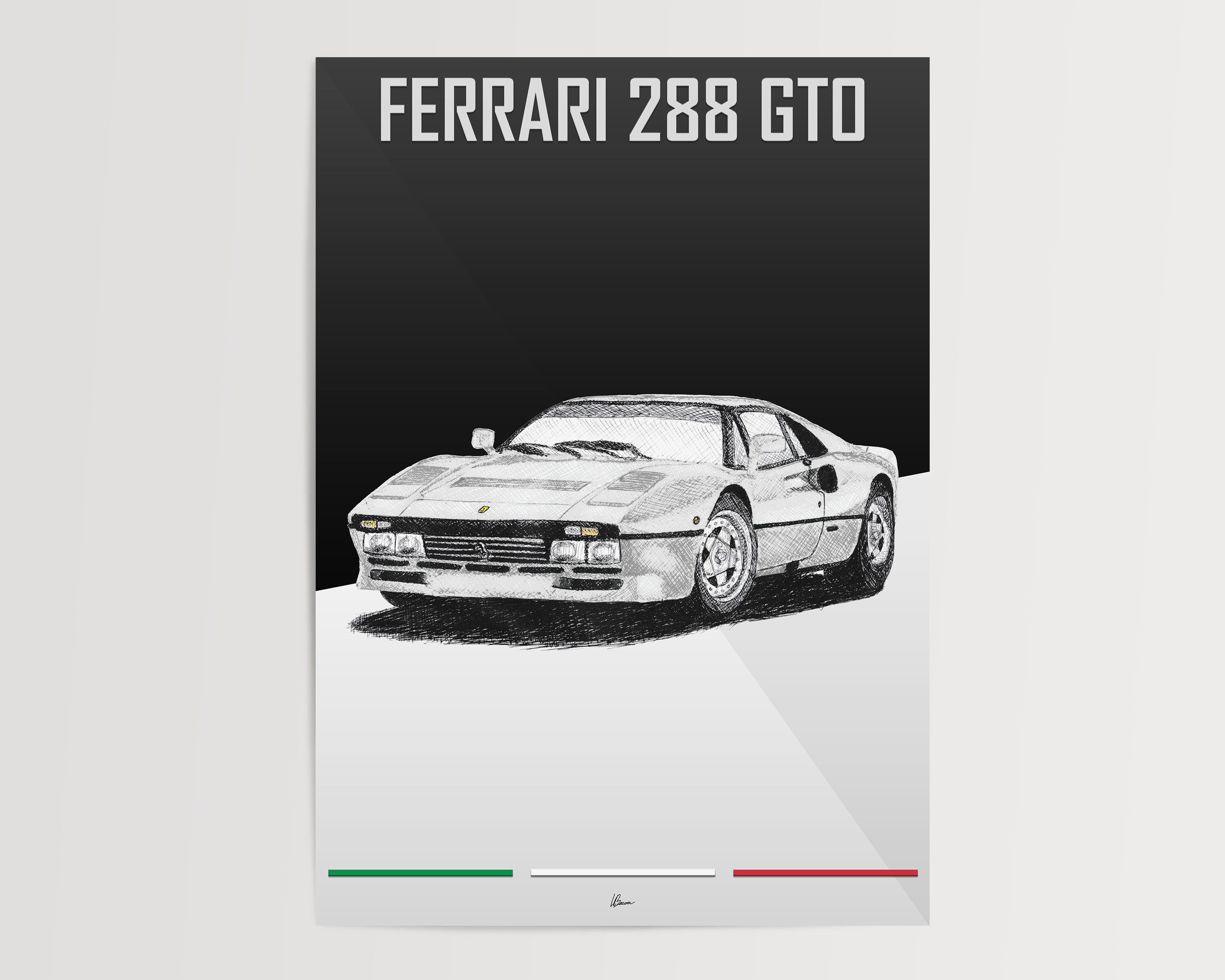 Ferrari 288 GTO Poster White 1980s Classic Supercars Wall Art - Etsy