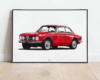 Alfa Romeo 1750 GTV Print 1960s Classics Wall Art