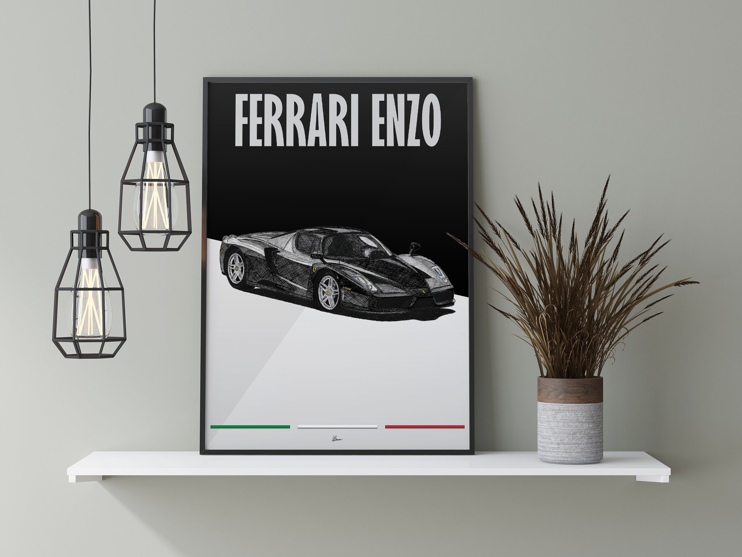 フェラーリ エンツォ ポスター ブラック 2000年代 モダン スーパーカー