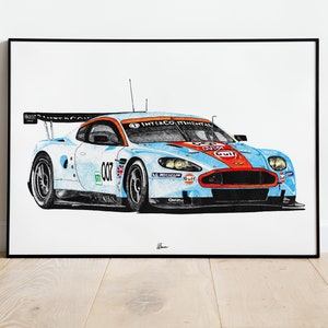 Aston Martin DBR9 GT1 Gulf livrée avec impression icônes de course : art mural GT Legends