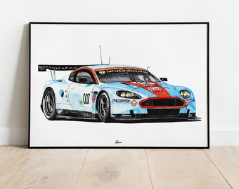 Aston Martin DBR9 GT1 Gulf Livery Print Racing Icons: GT Legends