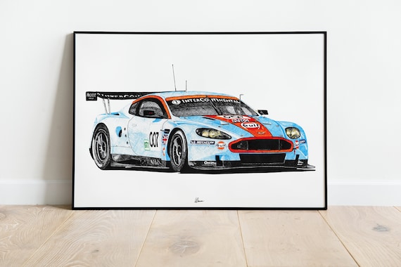 Aston Martin DBR9 GT1 Gulf Livery Print Racing Icons: GT Legends