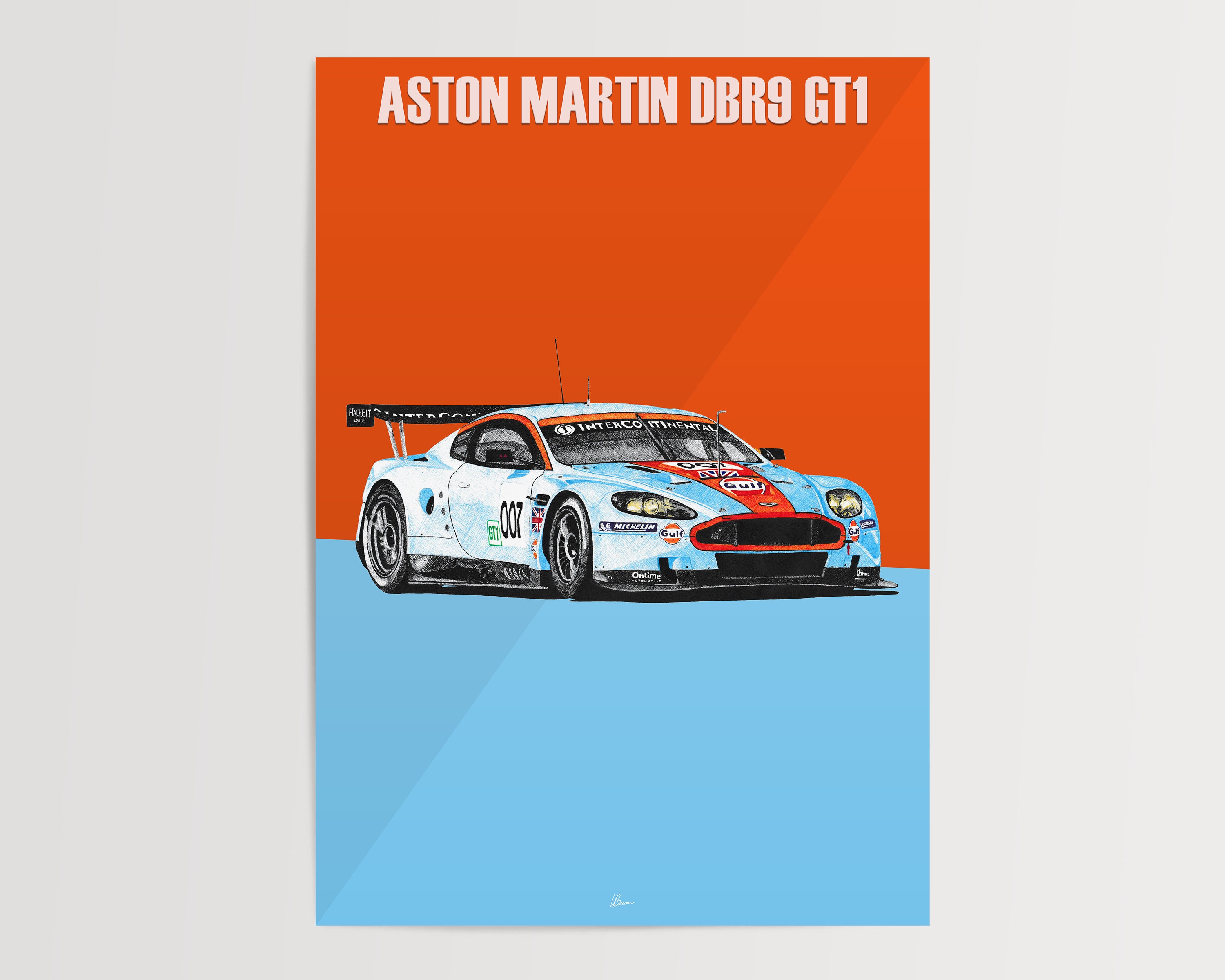 Aston Martin DBR9 GT1 Gulf Livery Poster Racing Icons: GT Legends