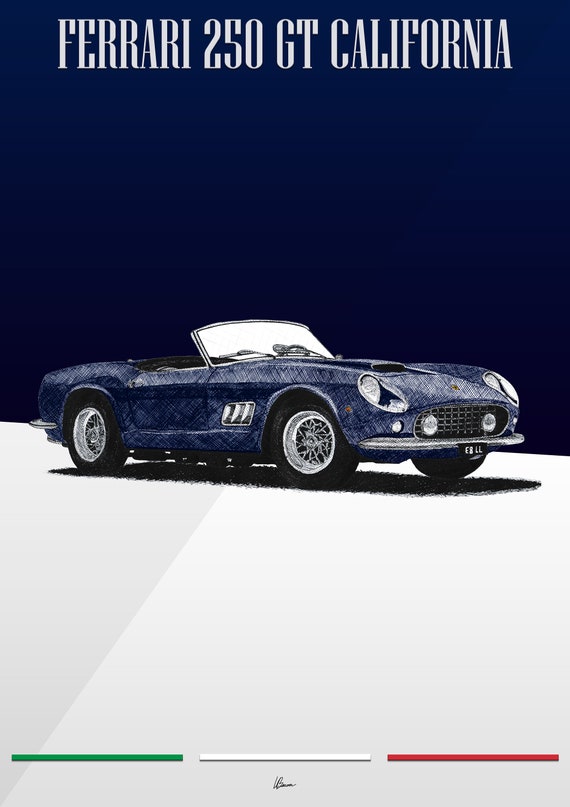 Ferrari 250 GT California Poster Blue 1950s Classics Wall Art - Etsy
