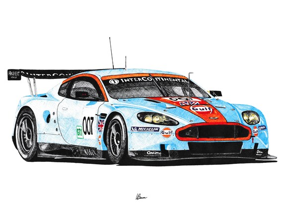 Aston Martin DBR9 GT1 Gulf Livery Print Racing Icons: GT Legends