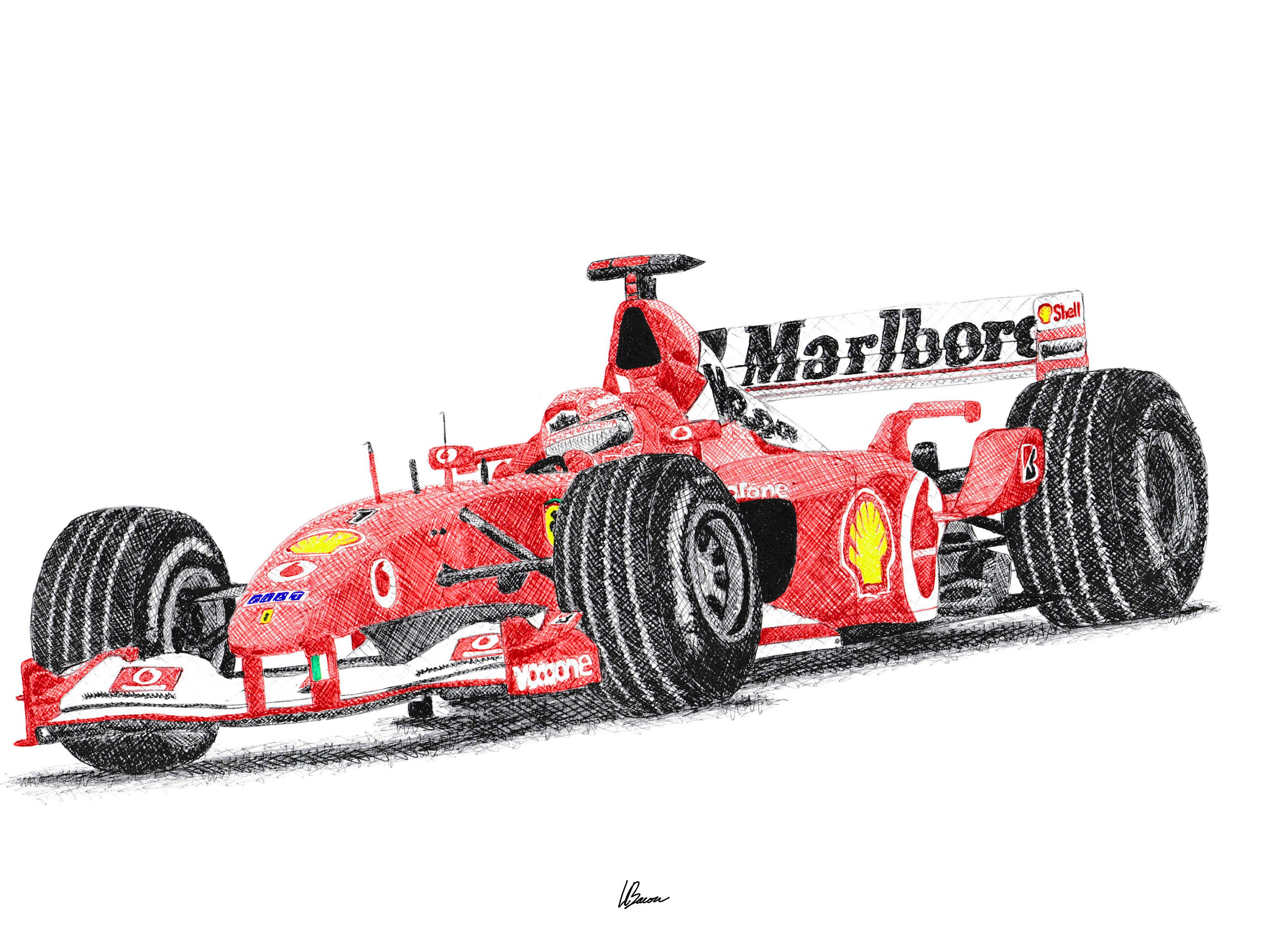 フェラーリ F2004 プリント レーシングアイコン：F1 ウォールアート