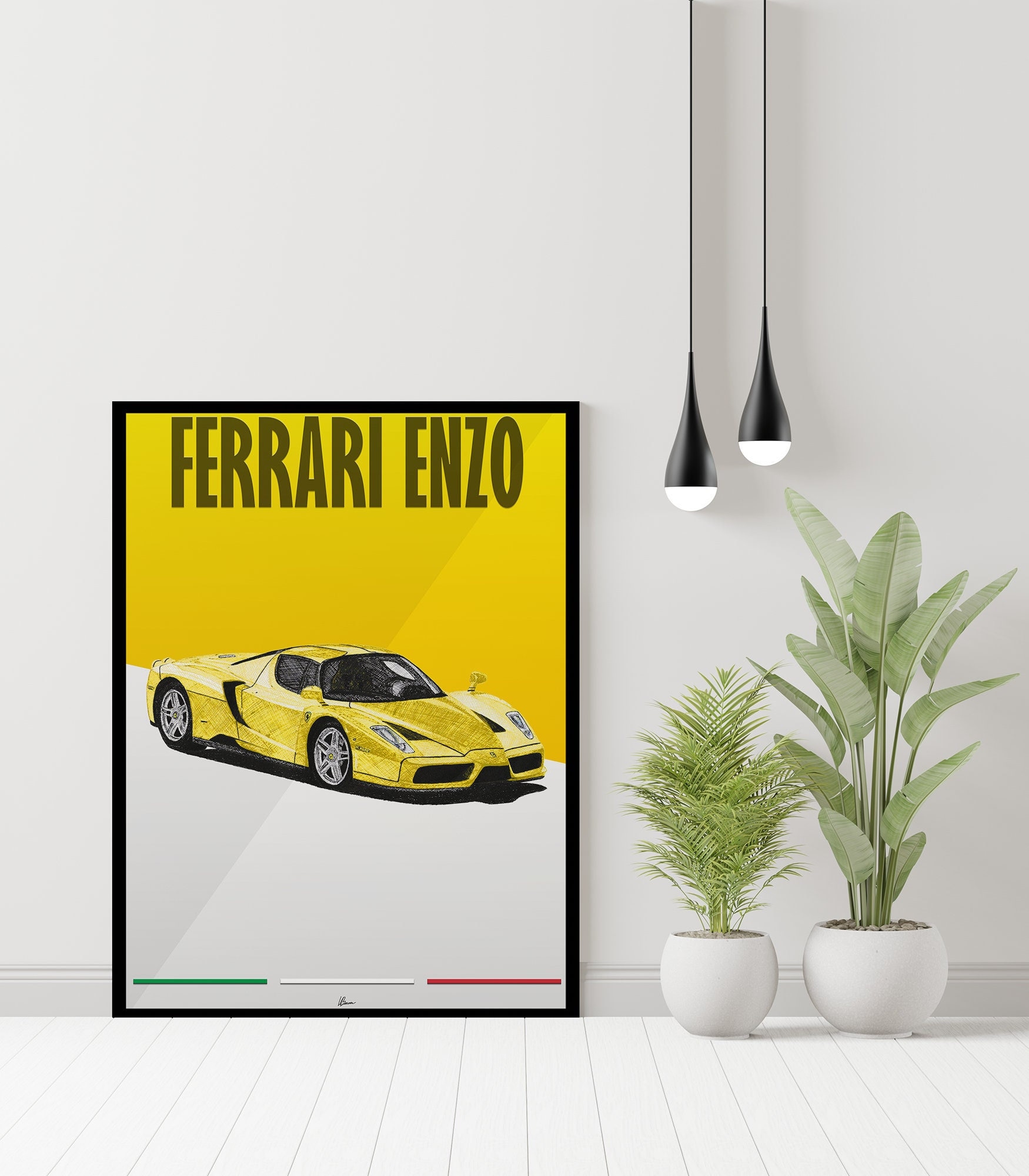 フェラーリ エンツォ ポスター イエロー 2000年代 モダン スーパーカー