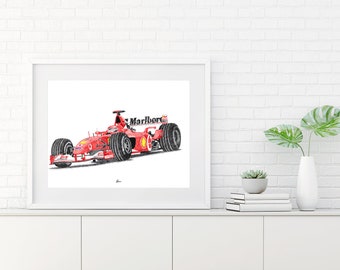 フェラーリ F2004 プリント レーシングアイコン：F1 ウォールアート