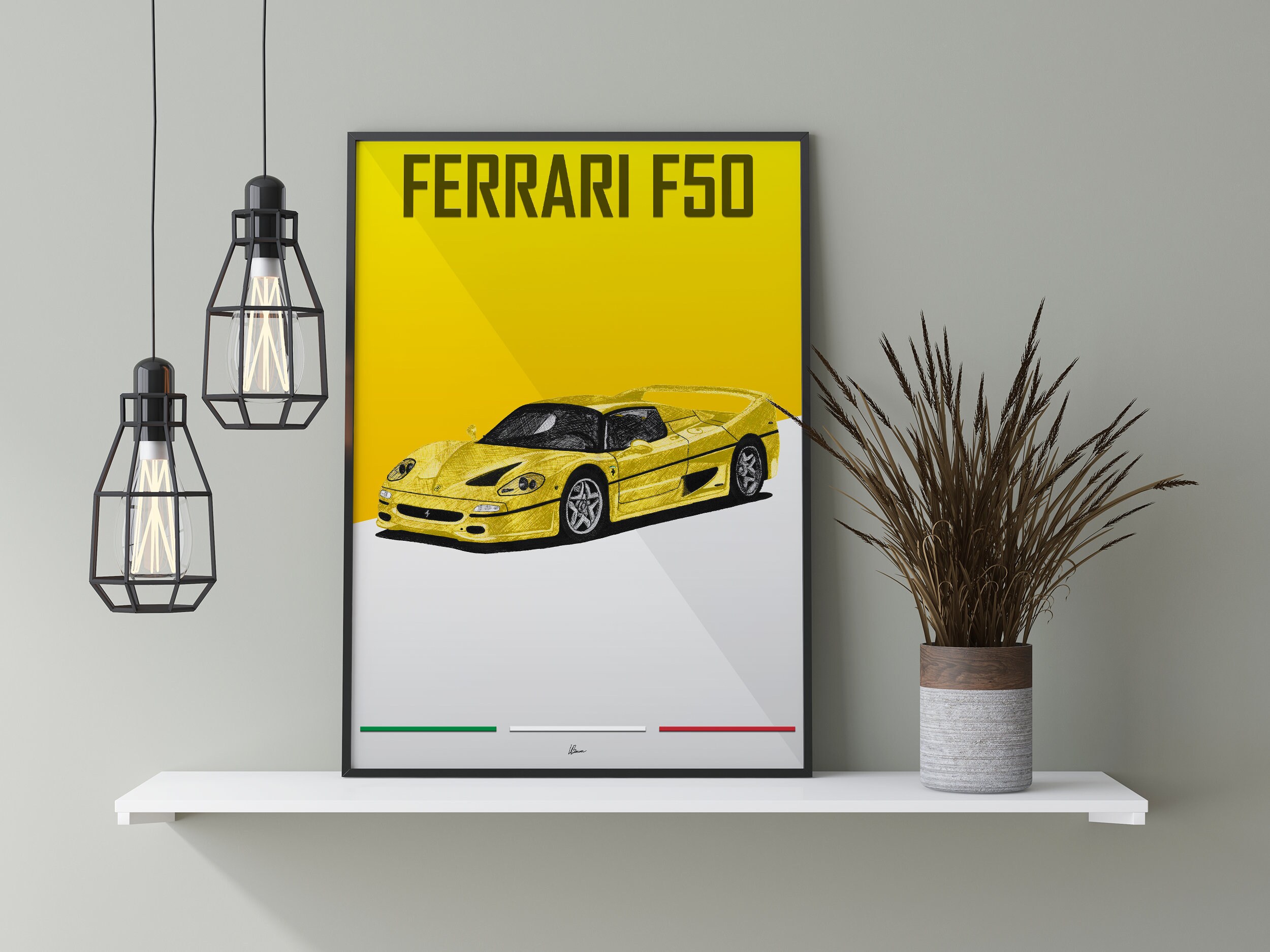 Ferrari F50 Poster Yellow 1990s Classic Supercars Wall Art - Etsy